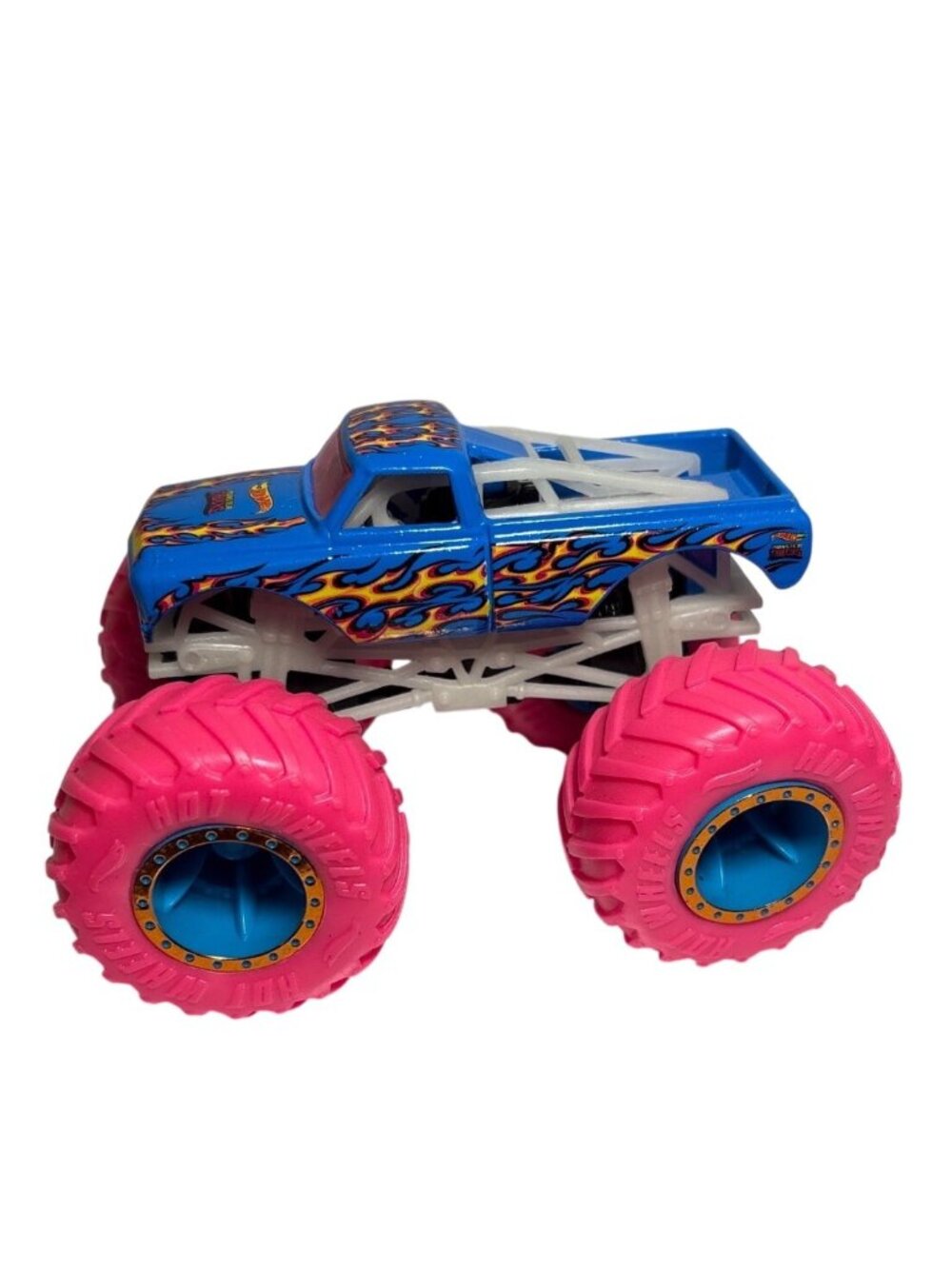 Hot Wheels Monster Truck Blue With Pink Wheels Pure Muscle Diecast Toy 4"
